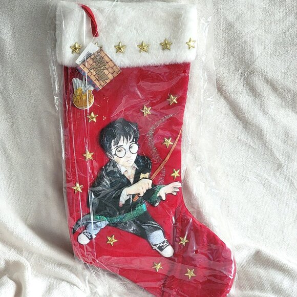 Vintage 2000 Harry Potter Christmas Stocking Red Gold Stars Kurt Adler NWT - Picture 1 of 5